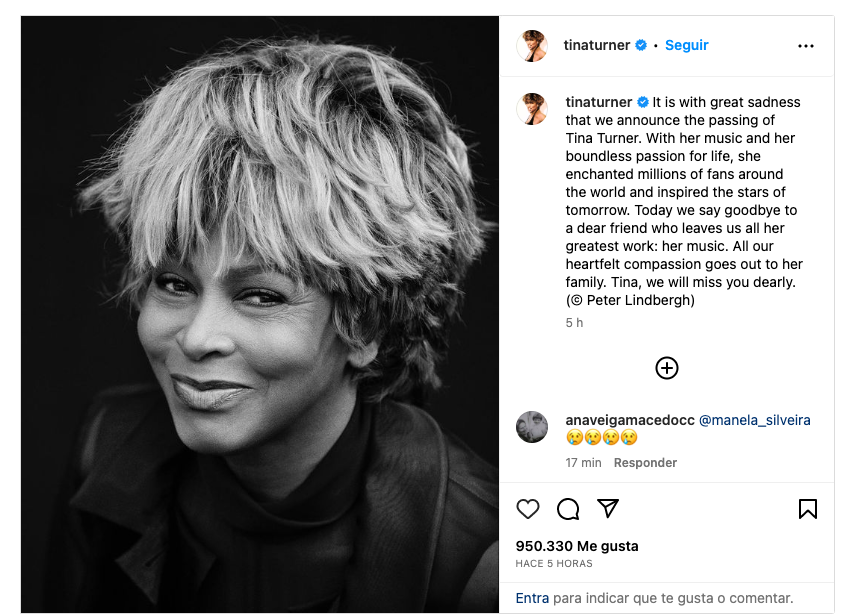 Adiós a una leyenda de la música: Tina Turner muere a los 83 años