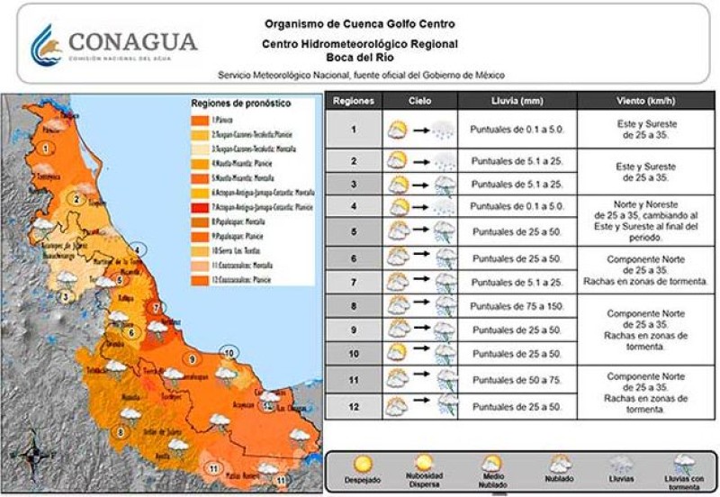 Persistirán lluvias en mayor parte del Estado, en su mayoría en zona Centro y Sur