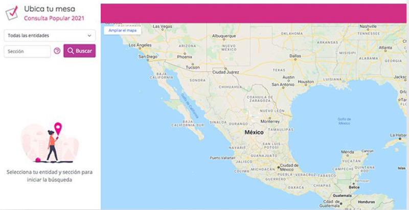 A través del portal Ubica tu Mesa, la ciudadanía puede localizar el lugar específico para participar en la Consulta Popular