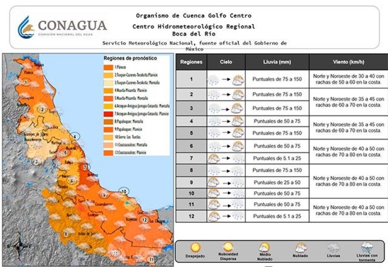 Continuarán lluvias en mayor parte del Estado este lunes