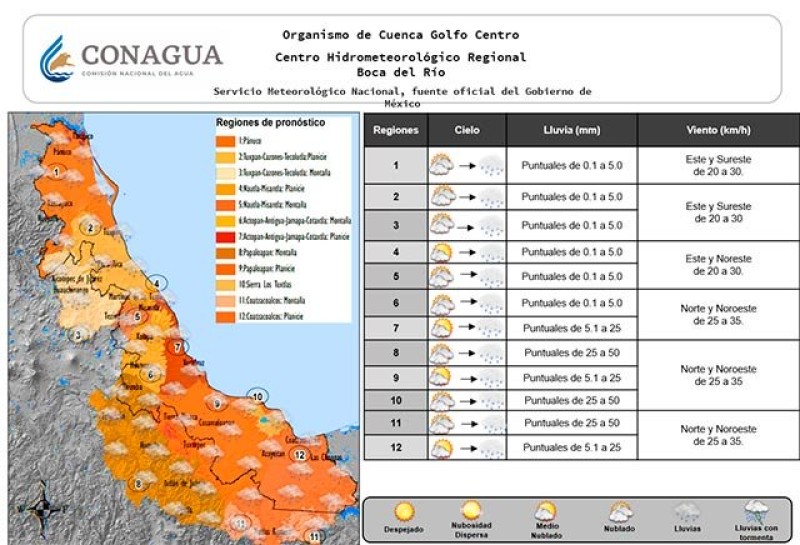 Se espera un fin de semana lluvioso y norte por frente frío 32