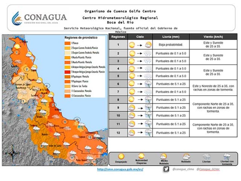 Se pronostican lluvias los siguientes días en mayor parte del Estado