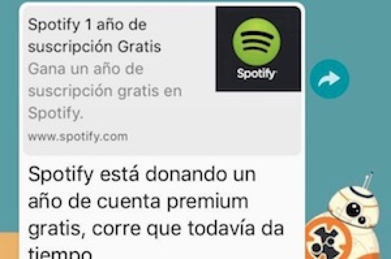 Ciberdelincuentes ofrecen Spotify gratis, y roban tus datos.