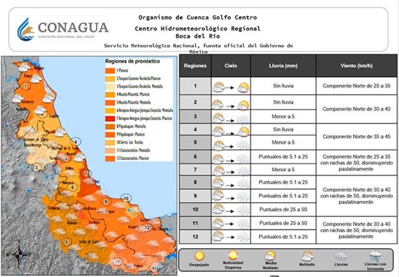 Se espera un ambiente frío en mayor parte del Estado y lluvias en zona sur